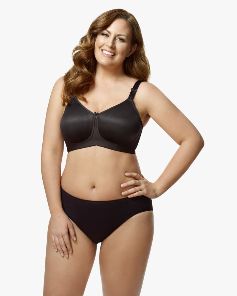 Front of a model wearing a size 36D Molded Spacer Softcup Bra in Black by Elila. | dia_product_style_image_id:154601
